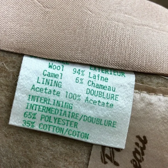 Vintage Wool & Camel Hair Belted Jacket Sz S - Picture 11 of 14